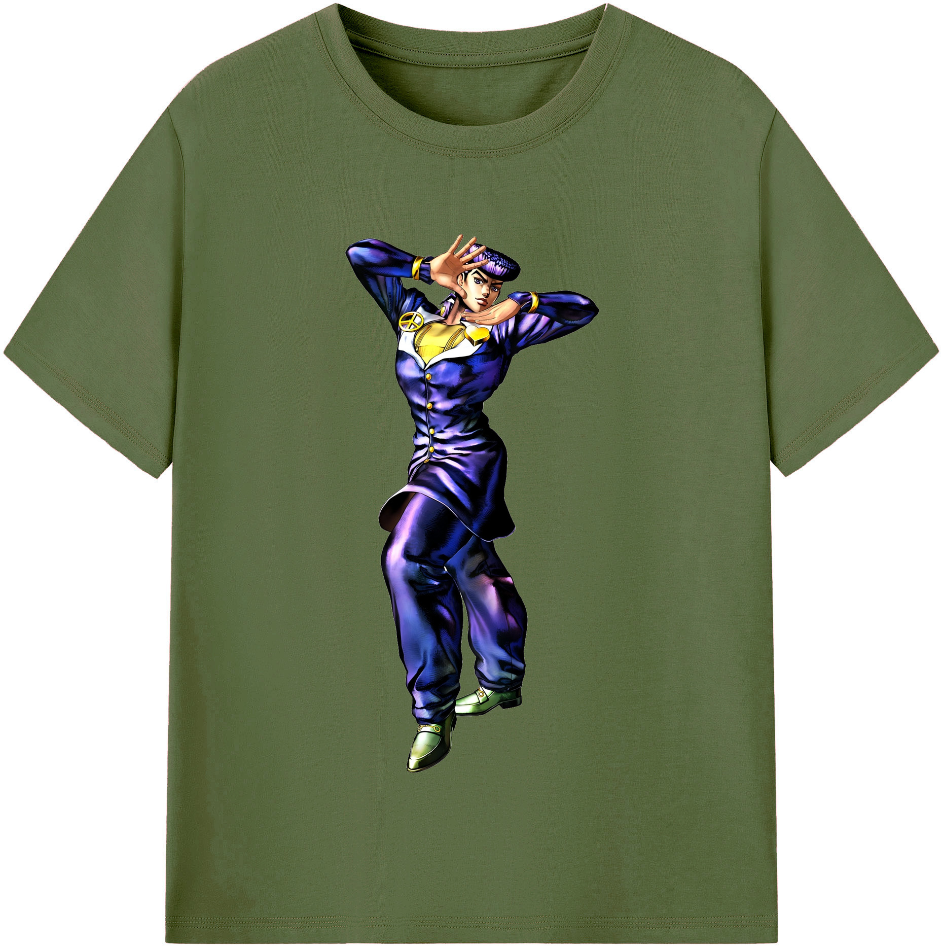 （画像用） ジョジョの奇妙な冒険 ひがしかた じょうすけ JoJo's Bizarre Adventure Higashikata Josuke 綿100％半袖Tシャツ（フロントプリント）
